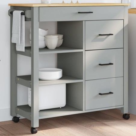 vidaXL Carrito de cocina MONZA madera maciza de pino 84x40x90 cm