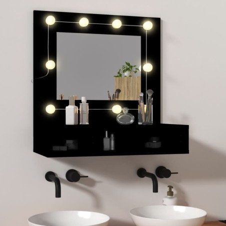 vidaXL Mueble con espejo y LED negro 60x31,5x62 cm
