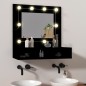 vidaXL Mueble con espejo y LED negro 60x31,5x62 cm