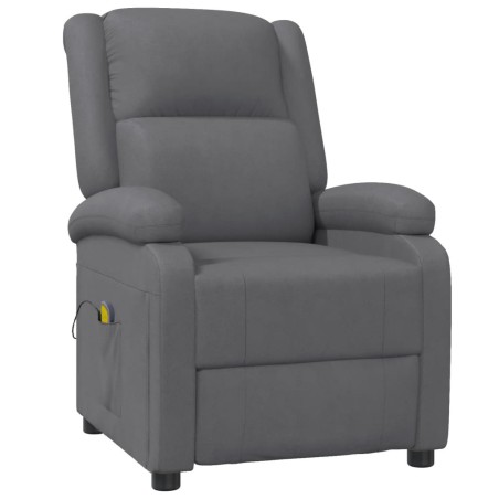 vidaXL Sillón de masaje de cuero sintético gris antracita