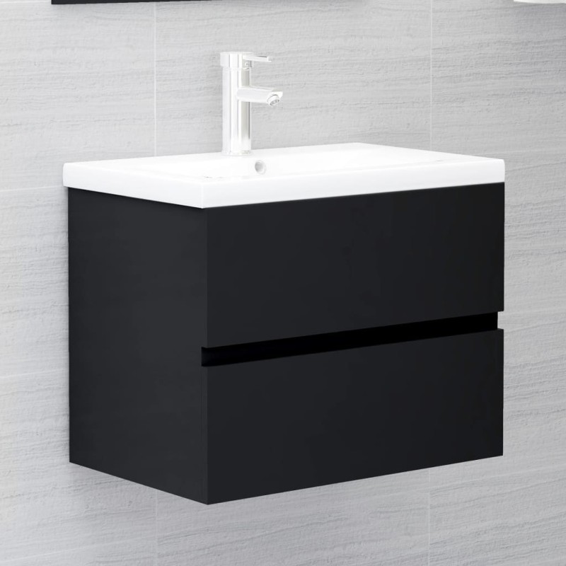vidaXL Mueble con lavabo madera de ingeniería negro vidaXL Mueble con lavabo madera de ingeniería negro