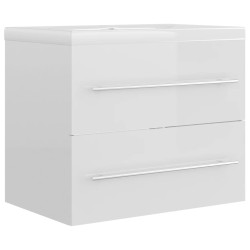 vidaXL Mueble con lavabo madera de ingeniería blanco brillo