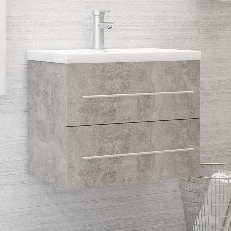 vidaXL Mueble con lavabo madera de ingeniería gris hormigón vidaXL Mueble con lavabo madera de ingeniería gris hormigón
