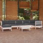 vidaXL Muebles de jardín 8 pzas y cojines blanco madera maciza de pino vidaXL Muebles de jardín 8 pzas y cojines blanco madera maciza de pino