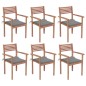 vidaXL Sillas apilables de jardín 6 uds madera de teca con cojines vidaXL Sillas apilables de jardín 6 uds madera de teca con cojines