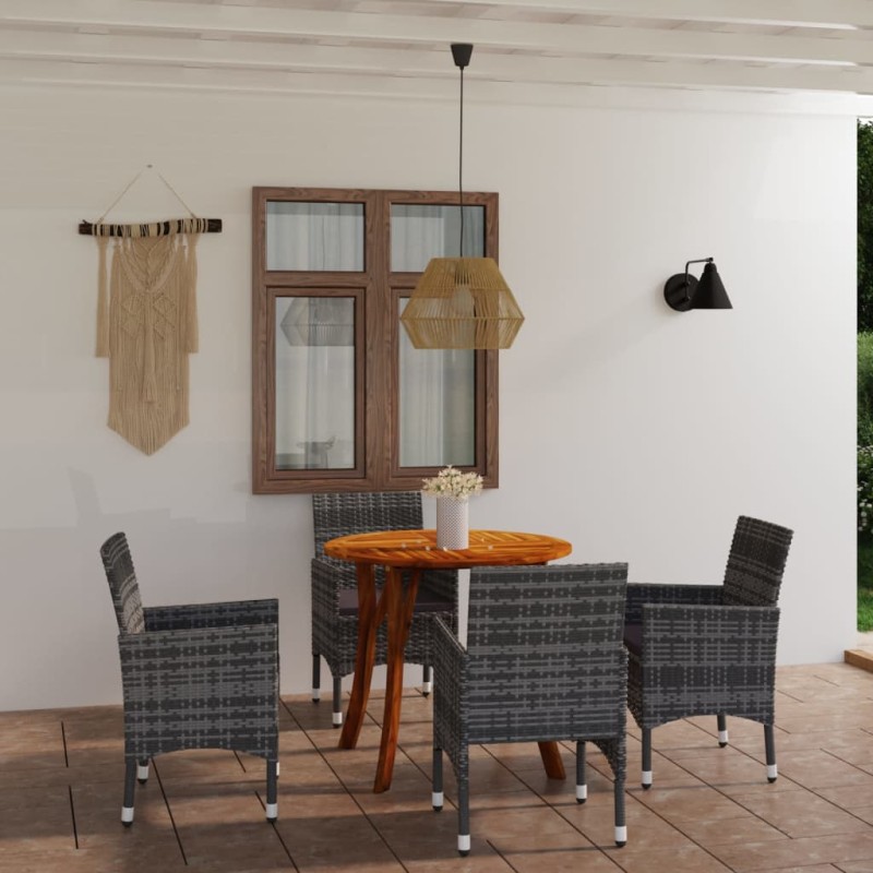 vidaXL Juego de comedor para jardín de 5 piezas gris