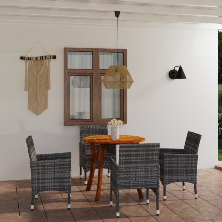 vidaXL Juego de comedor para jardín de 5 piezas gris