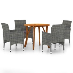 vidaXL Juego de comedor para jardín de 5 piezas gris