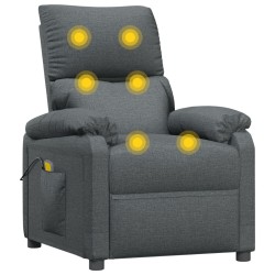 vidaXL Sillón de masaje de tela gris oscuro