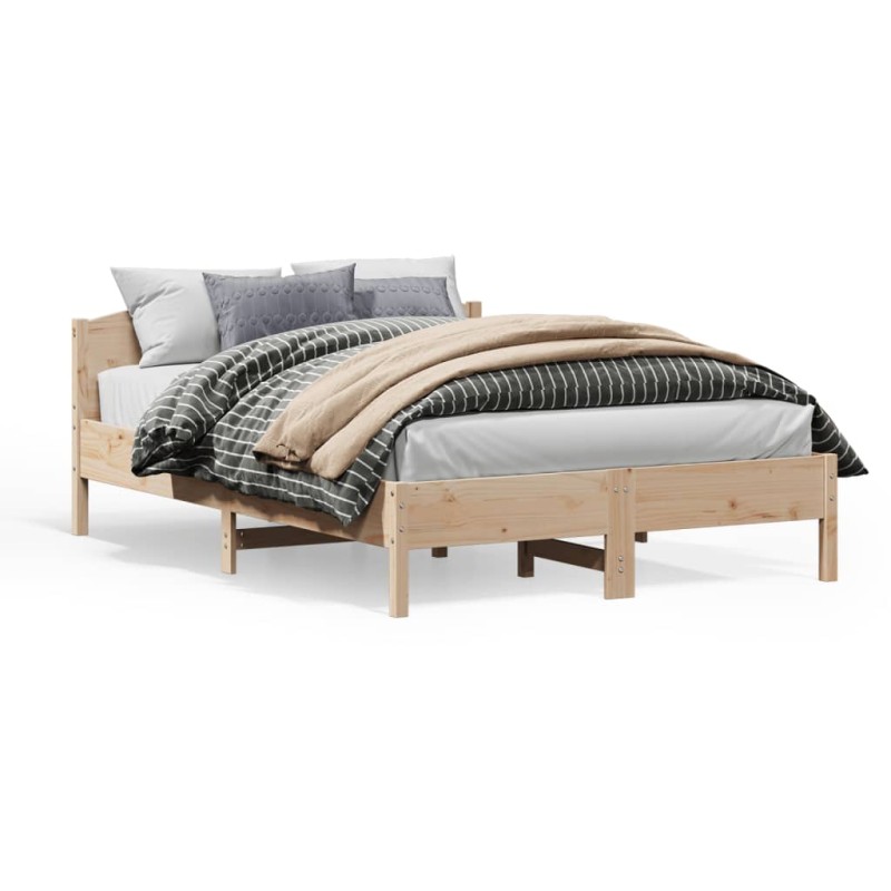 vidaXL Estructura de cama con cabecero madera maciza pino 120x200 cm