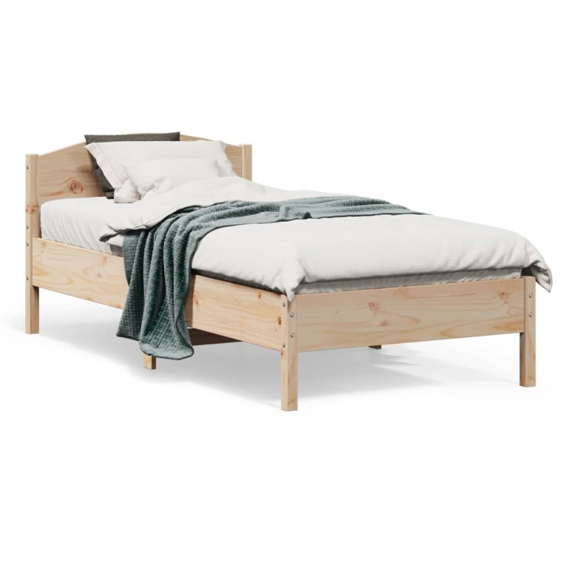 vidaXL Estructura de cama con cabecero madera maciza pino 90x190 cm vidaXL Estructura de cama con cabecero madera maciza pino 90x190 cm