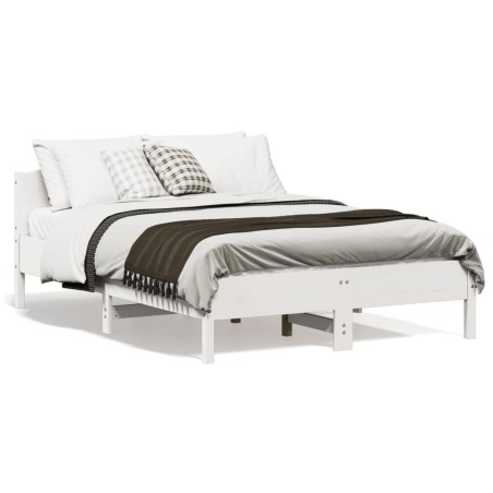 vidaXL Estructura de cama con cabecero madera pino blanco 140x190 cm
