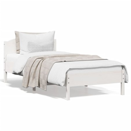 vidaXL Estructura de cama con cabecero madera de pino blanco 100x200cm
