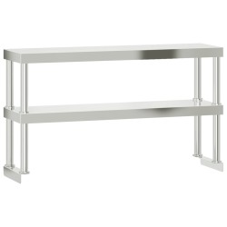 vidaXL Estante sobre mesa de trabajo 2 pisos acero inox 110x30x65 cm