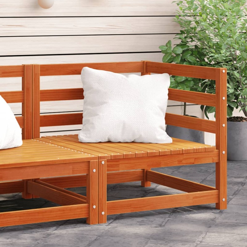 vidaXL Sofá esquinero jardín madera maciza pino marrón cera 70x70x67cm vidaXL Sofá esquinero jardín madera maciza pino marrón cera 70x70x67cm