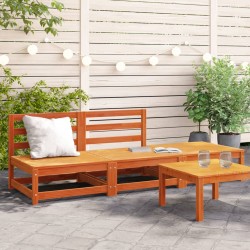 vidaXL Sofá jardín sin reposabrazos con reposapiés madera pino marrón