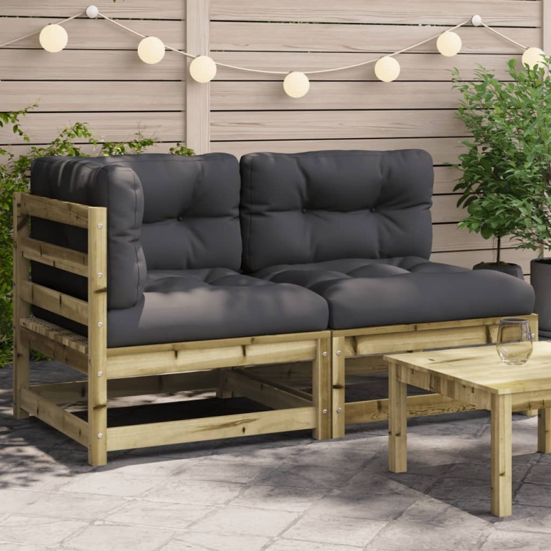 vidaXL Sofá de jardín 2 plazas con cojines madera impregnada de pino vidaXL Sofá de jardín 2 plazas con cojines madera impregnada de pino