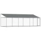 vidaXL Jaula de perros techo y puerta acero galvanizado gris 6x2x2 m