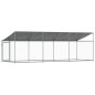 vidaXL Jaula de perros techo y puerta acero galvanizado gris 6x2x2 m