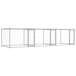 vidaXL Jaula de perros con puertas acero galvanizado gris 6x2x1,5 m