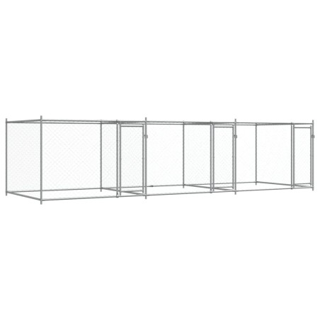 vidaXL Jaula de perros con puertas acero galvanizado gris 6x2x1,5 m