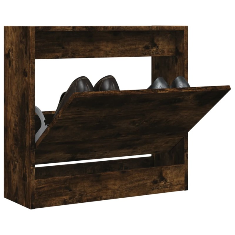 vidaXL Zapatero de madera de ingeniería roble ahumado 60x21x57 cm vidaXL Zapatero de madera de ingeniería roble ahumado 60x21x57 cm