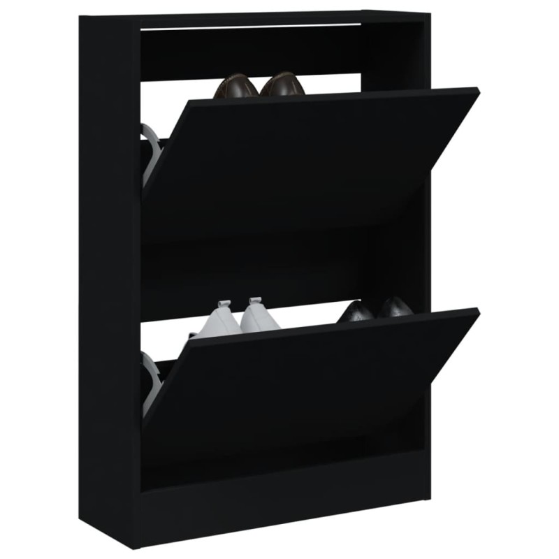 vidaXL Zapatero de madera de ingeniería negro 60x21x87,5 cm vidaXL Zapatero de madera de ingeniería negro 60x21x87,5 cm
