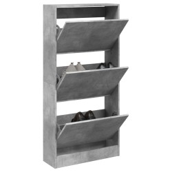 vidaXL Zapatero de madera de ingeniería gris hormigón 60x21x125,5 cm