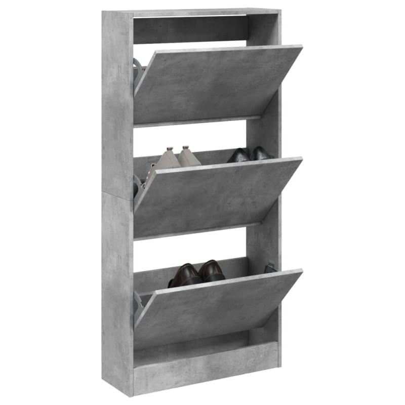 vidaXL Zapatero de madera de ingeniería gris hormigón 60x21x125,5 cm vidaXL Zapatero de madera de ingeniería gris hormigón 60x21x125,5 cm