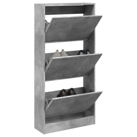 vidaXL Zapatero de madera de ingeniería gris hormigón 60x21x125,5 cm