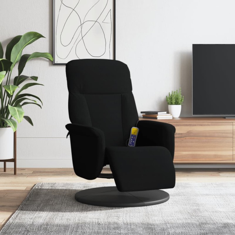 vidaXL Sillón reclinable de masaje con reposapiés terciopelo negro vidaXL Sillón reclinable de masaje con reposapiés terciopelo negro