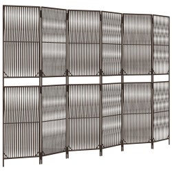 vidaXL Biombo de 6 paneles ratán sintético marrón