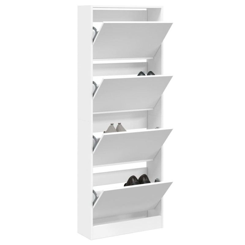 vidaXL Zapatero de madera de ingeniería blanco 60x21x163,5 cm vidaXL Zapatero de madera de ingeniería blanco 60x21x163,5 cm