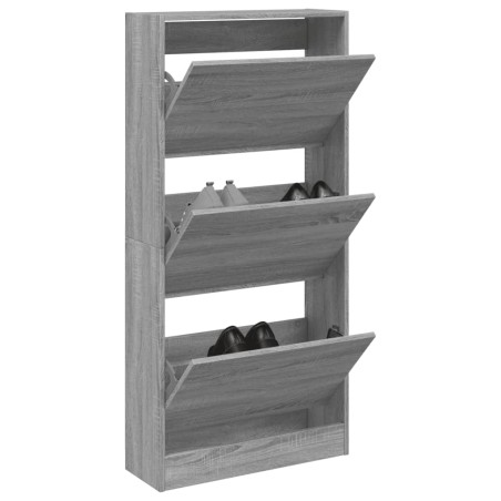 vidaXL Zapatero de madera de ingeniería gris Sonoma 60x21x125,5 cm