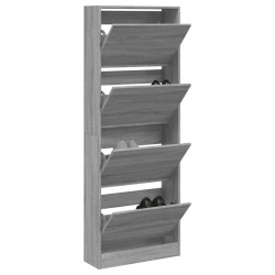 vidaXL Zapatero de madera de ingeniería gris Sonoma 60x21x163,5 cm