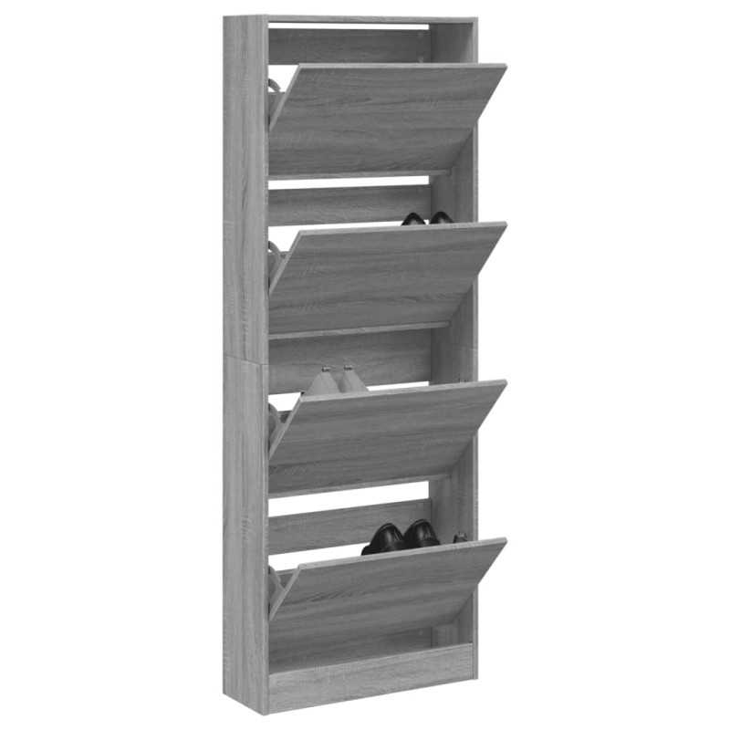 vidaXL Zapatero de madera de ingeniería gris Sonoma 60x21x163,5 cm