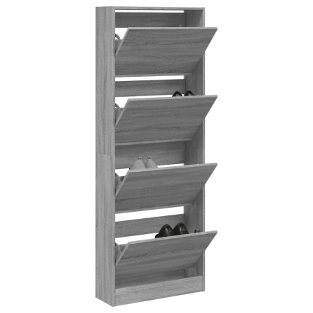 vidaXL Zapatero de madera de ingeniería gris Sonoma 60x21x163,5 cm