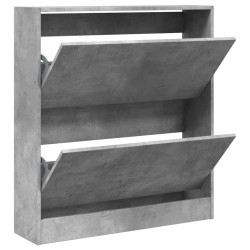 vidaXL Zapatero de madera de ingeniería gris hormigón 80x21x87,5 cm