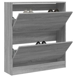 vidaXL Zapatero de madera de ingeniería gris Sonoma 80x21x87,5 cm