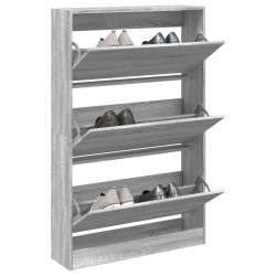 vidaXL Zapatero de madera de ingeniería gris Sonoma 80x21x125,5 cm