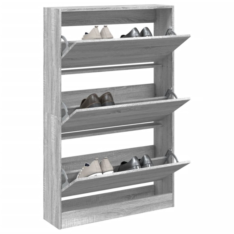 vidaXL Zapatero de madera de ingeniería gris Sonoma 80x21x125,5 cm vidaXL Zapatero de madera de ingeniería gris Sonoma 80x21x125,5 cm