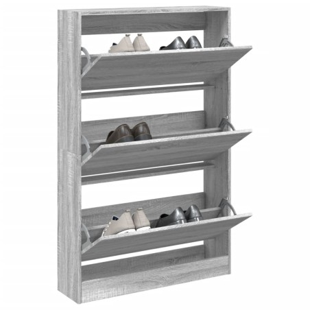 vidaXL Zapatero de madera de ingeniería gris Sonoma 80x21x125,5 cm