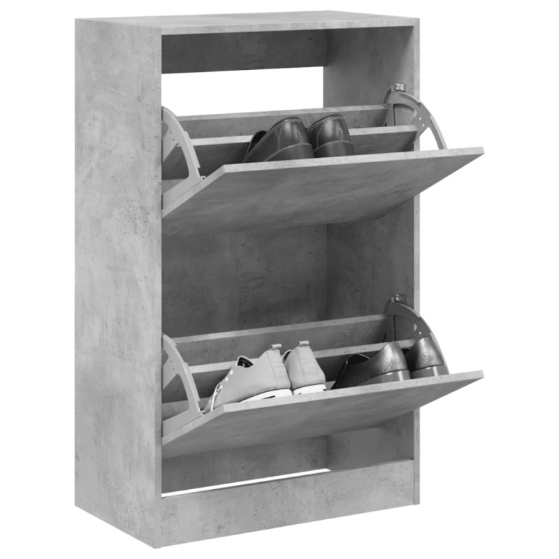 vidaXL Zapatero de madera de ingeniería gris hormigón 60x34x96,5 cm vidaXL Zapatero de madera de ingeniería gris hormigón 60x34x96,5 cm