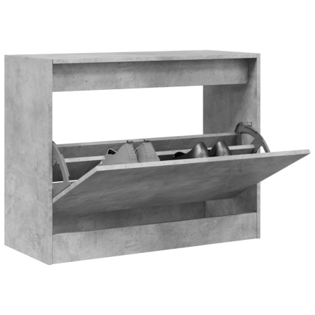 vidaXL Zapatero de madera de ingeniería gris hormigón 80x34x63 cm
