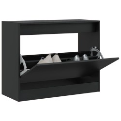 vidaXL Zapatero de madera de ingeniería negro 80x34x63 cm