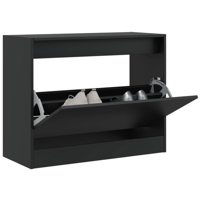 vidaXL Zapatero de madera de ingeniería negro 80x34x63 cm vidaXL Zapatero de madera de ingeniería negro 80x34x63 cm