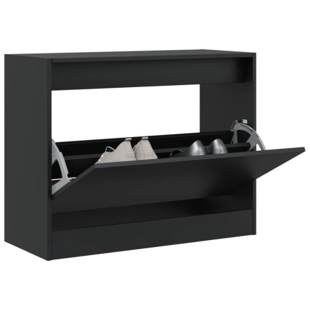 vidaXL Zapatero de madera de ingeniería negro 80x34x63 cm