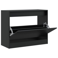 vidaXL Zapatero de madera de ingeniería negro 80x34x63 cm