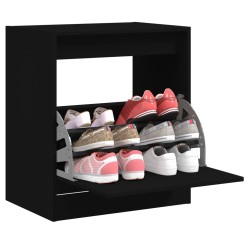 vidaXL Zapatero de madera de ingeniería negro 60x42x69 cm