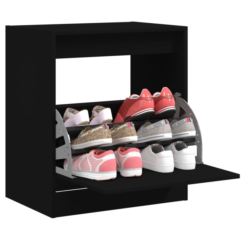 vidaXL Zapatero de madera de ingeniería negro 60x42x69 cm vidaXL Zapatero de madera de ingeniería negro 60x42x69 cm